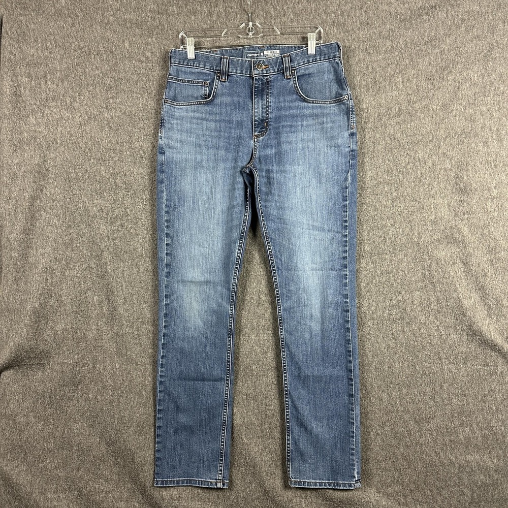 Carhartt Rugged Flex Jeans Mens 33x32 Blue Relaxed Tapered Stretch Denim Pants